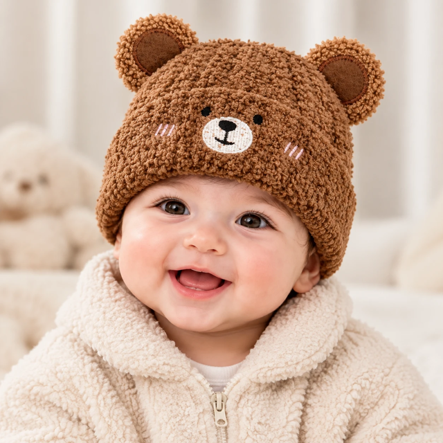 کلاه کودک وارداتی خرسی دو رو